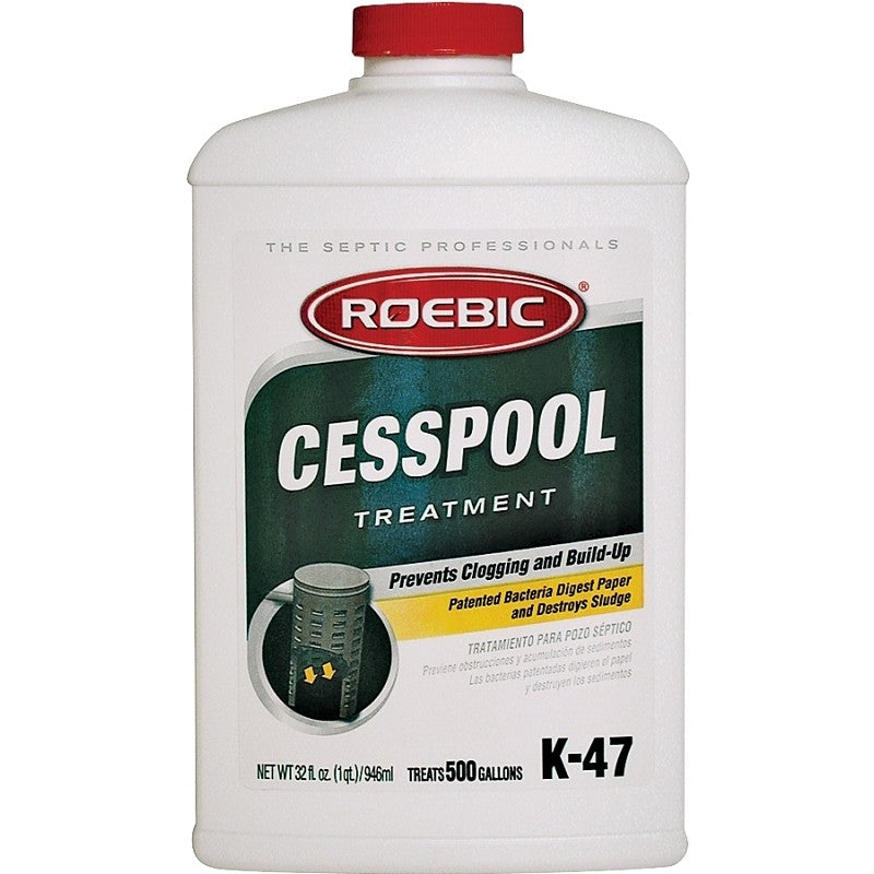 Roebic K-47 Cesspool Bacteria Treatment, Liquid, Straw, Earthy, 1 qt
