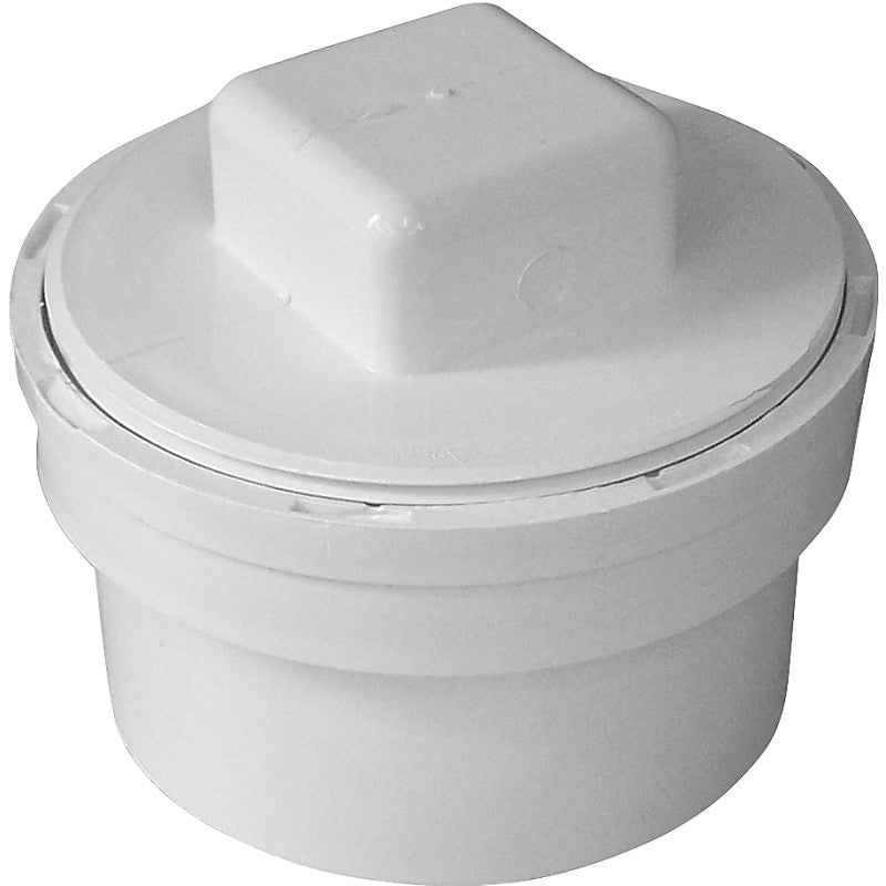 Canplas 414274BC Cleanout Body with Threaded Plug, 4 in, Spigot x FNPT, PVC, White