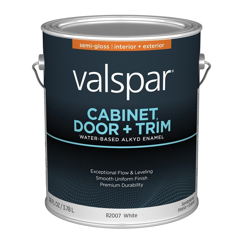 Valspar 8200 028.0082007.007 Cabinet, Door and Trim Paint Enamel, Water Base, Semi-Gloss Sheen, White Base, 1 gal (Pack of 4)