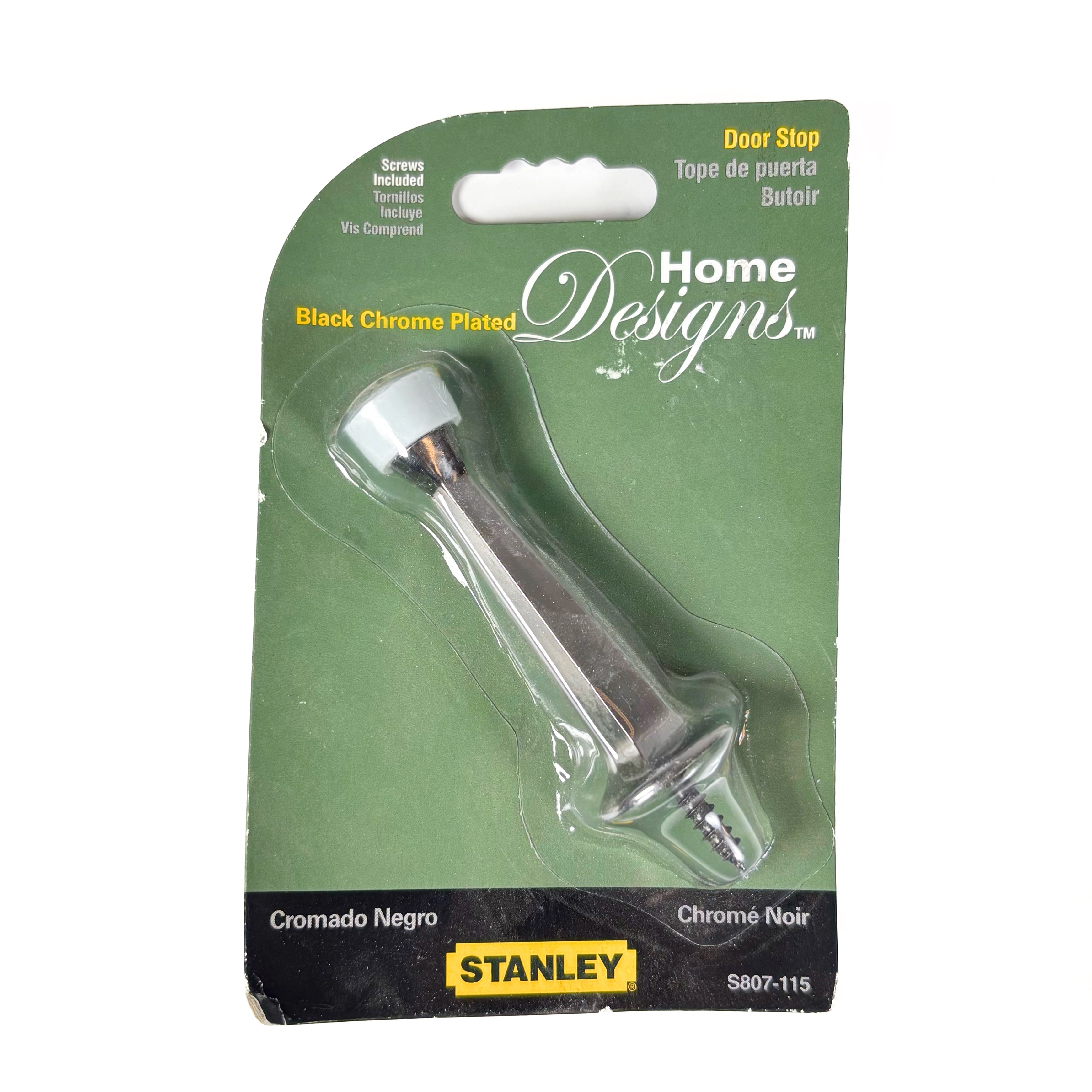 Square Taper Door Stop 3 Inch Black Chrome Plated
