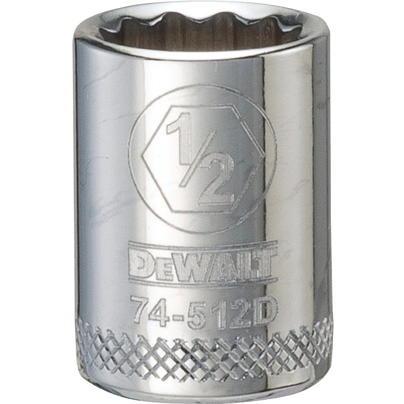 DEWALT DWMT74512OSP Hand Socket, 1/2 in Socket, 3/8 in Drive, 12-Point, Vanadium Steel, Polished Chrome