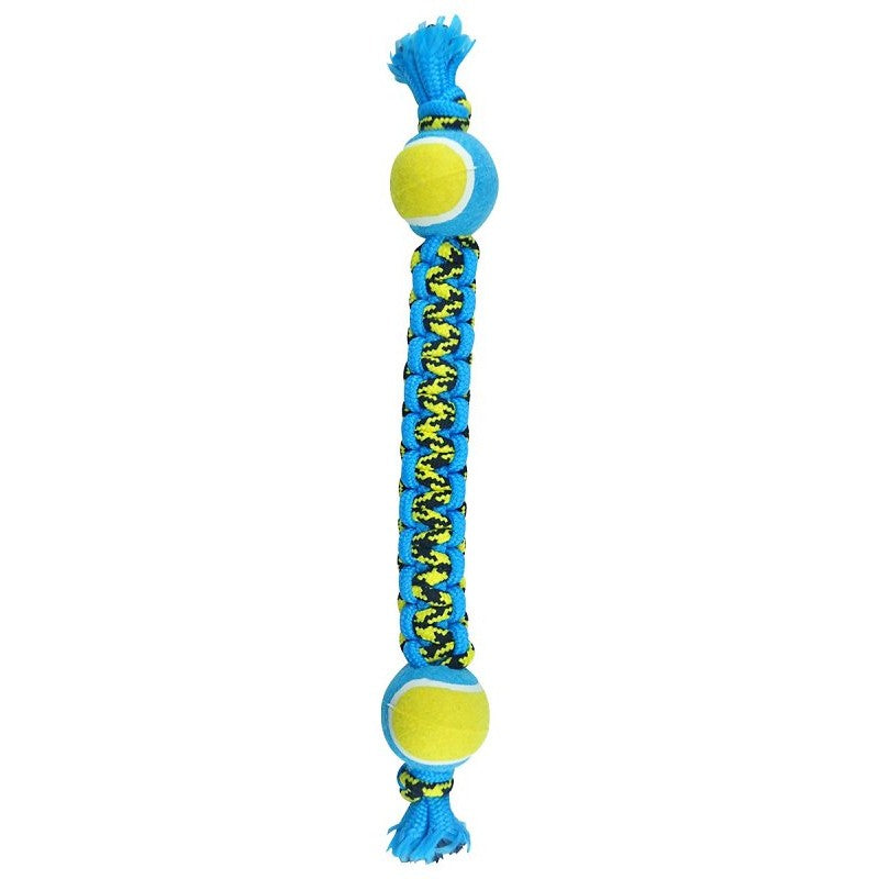 Pet Park Blvd US2056 99 Dog Toy, Chew, Fetch, Tug Toy, Paracord Rope Double Tennis Tug, Yellow