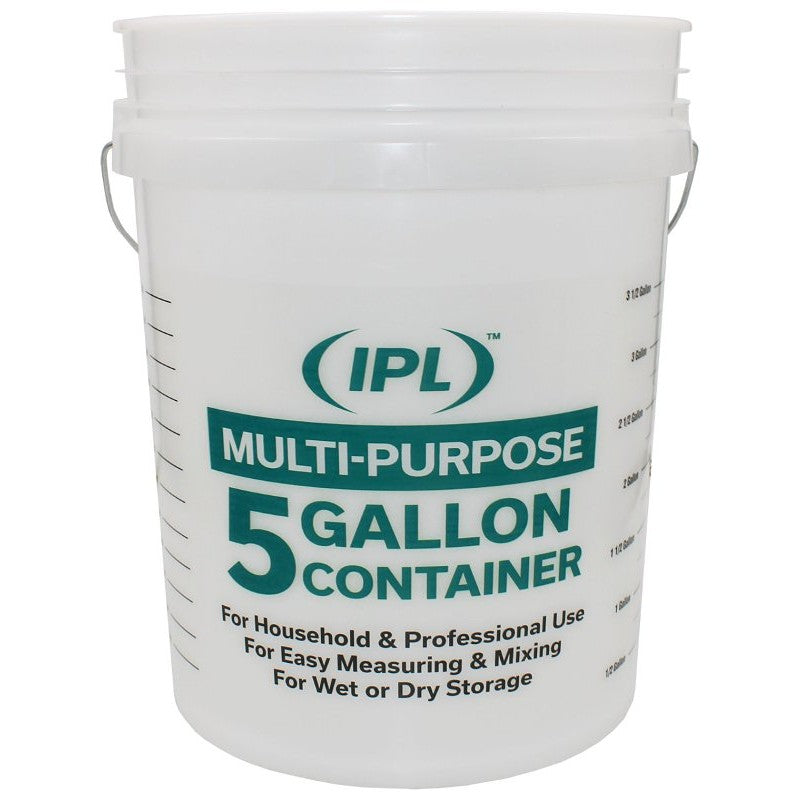 Leaktite 1123056 Multi-Purpose Pail with Handle, 5 gal Capacity, HDPE, Natural, Injection Molded No-Mark Grip Handle