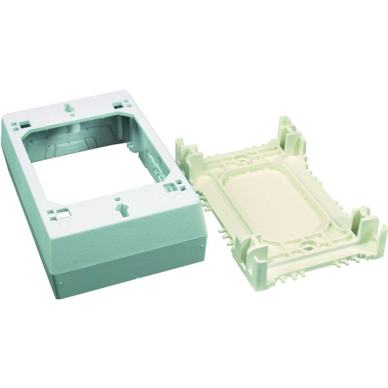 Wiremold NMW NMW3 Outlet Box, 1 -Gang, Plastic, White, Wall Mounting