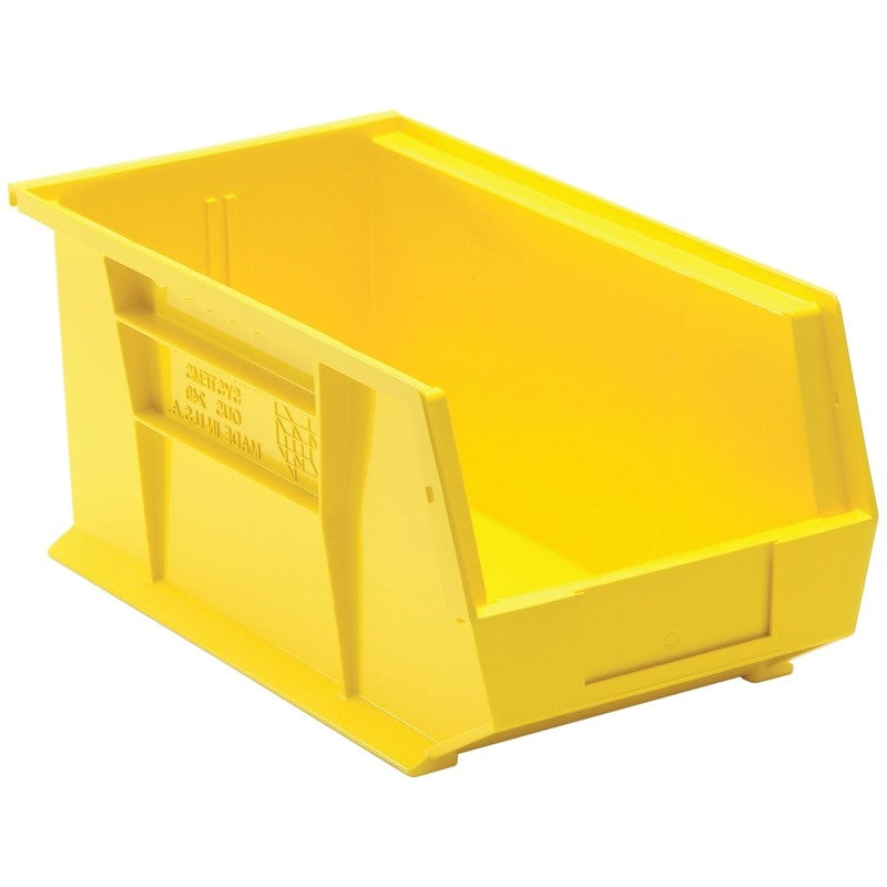 Quantum Storage Systems RQUS240YL Hang and Stack Bin, 60 lb, Polypropylene, Yellow, 14-3/4 in L, 8-1/4 in W