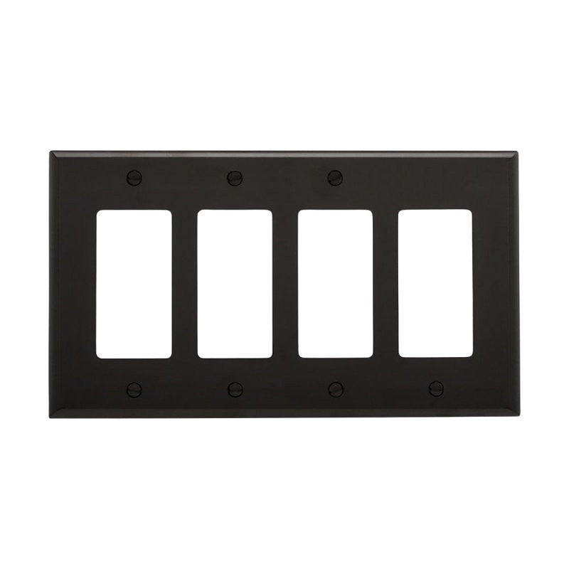 Eaton PJ264BK GFCI Wallplate, 4.87 in L, 8.56 in W, Mid, 4-Gang, Polycarbonate, Black, Screw (Pack of 10)
