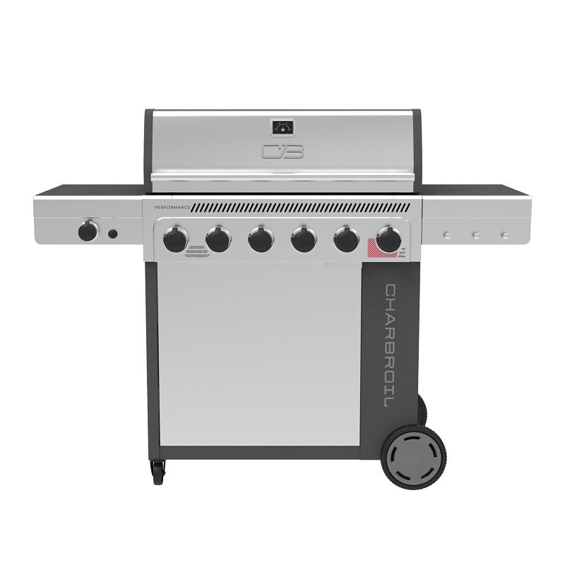 Char-Broil 463229021 Gas Grill, 60,000 Btu, Liquid Propane, 6-Burner, Chef's Tray, 10,000 BTU Side Burner, Cabinet Storage