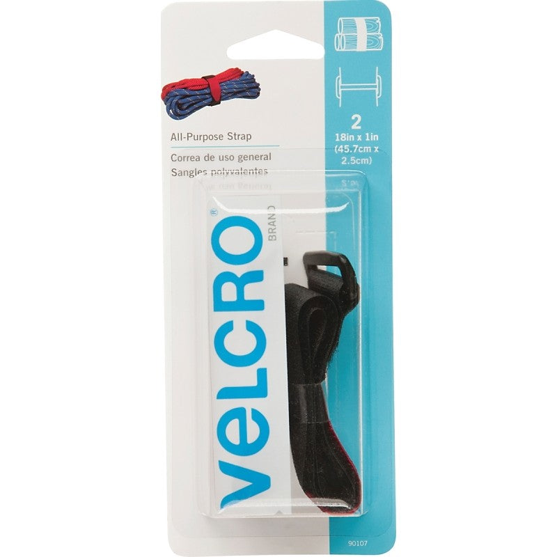 VELCRO Brand 90107 Fastener, 1 in W, 18 in L, Black