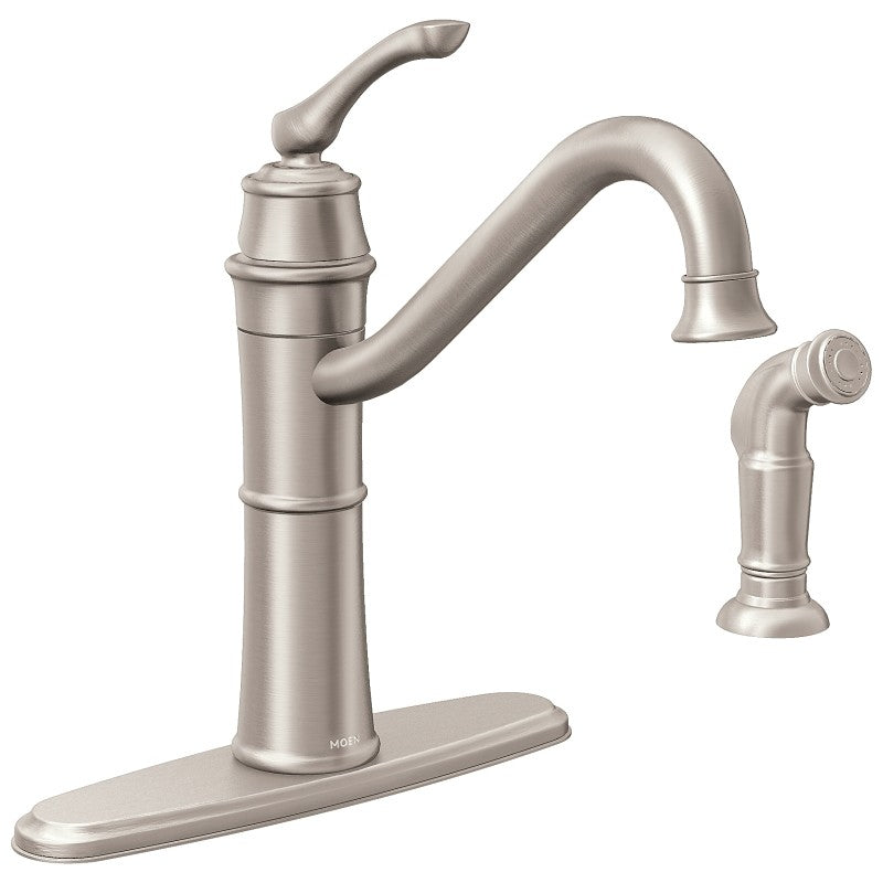 Moen Wetherly Series 87999SRS Kitchen Faucet, 1.5 gpm, 1-Handle, Stainless Steel, Stainless Steel, Deck Mounting