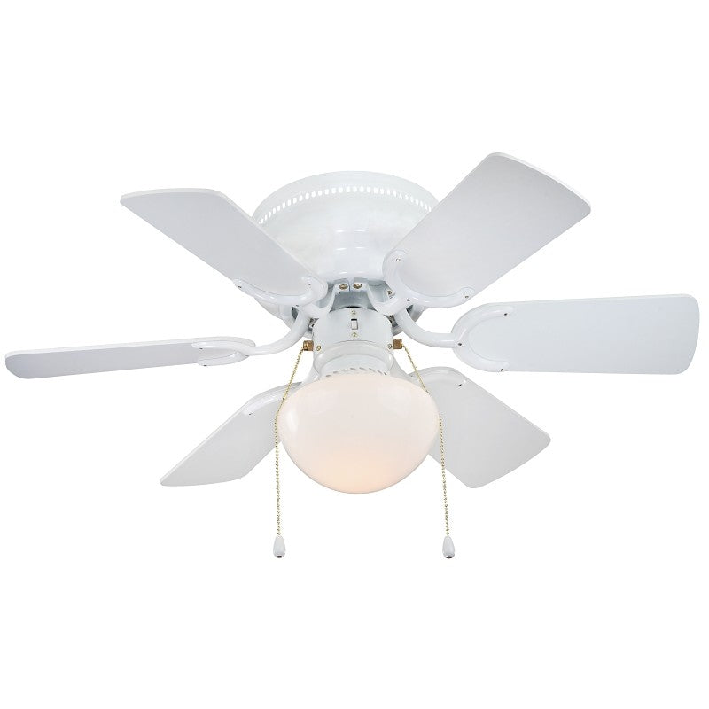 Boston Harbor CF-78108 Ceiling Fan, 6-Blade, White Housing, 30 in Sweep, MDF Blade, 3-Speed