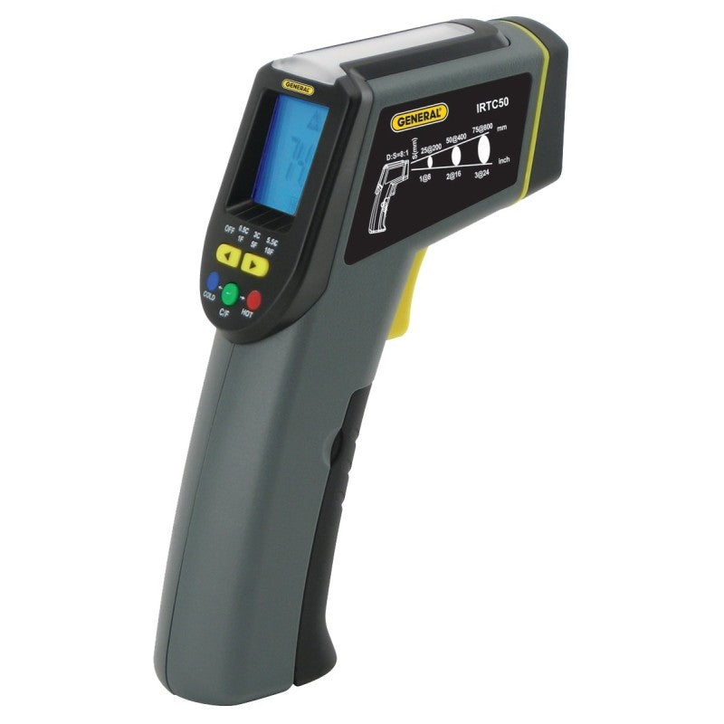 General IRTC50 Infrared Thermometer with Tricolor Light Panel, -40 to 428 deg F, 0.1 deg Resolution, LCD Display