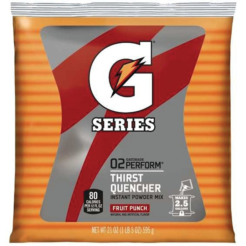 Gatorade 33691 Thirst Quencher Instant Powder Sports Drink Mix, Powder, Fruit Punch Flavor, 21 oz Pack (Pack of 32)
