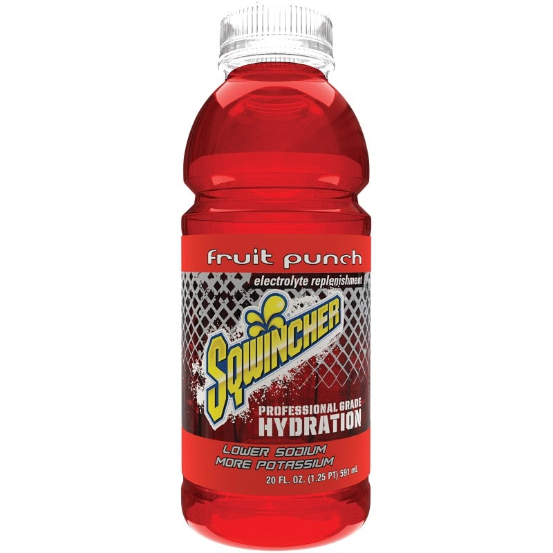 Sqwincher X374-MB600 Ready-to-Drink Hydration, Liquid, Fruit Punch Flavor, 20 oz Bottle (Pack of 24)