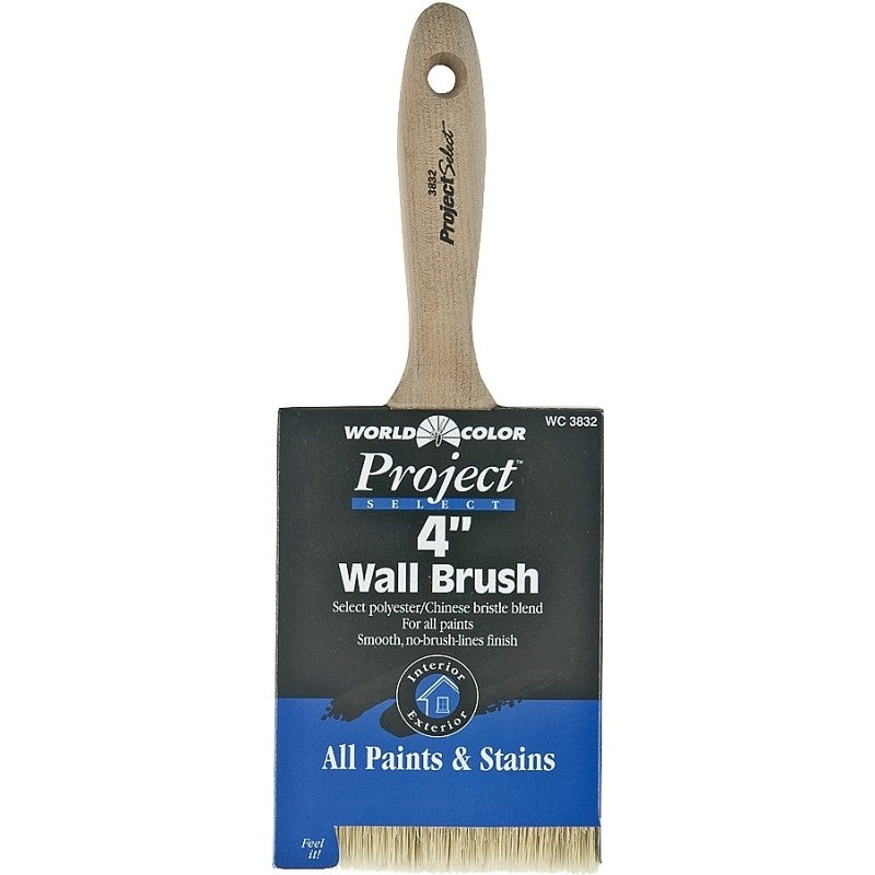 Linzer 3832-4 Paint Brush, Walnut, Wood Handle, 4 in W, 3-1/2 in L Bristle, Polyester Bristle, Varnish Handle