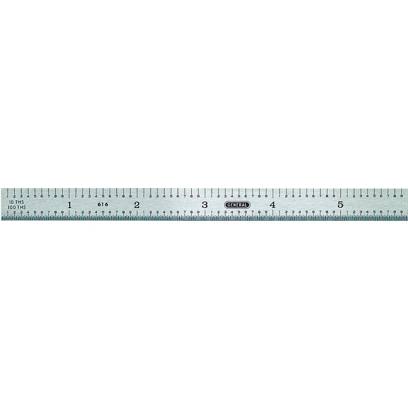 General 616 Precision Measuring Ruler with Graduations, SAE Graduation, Stainless Steel, 15/32 in W