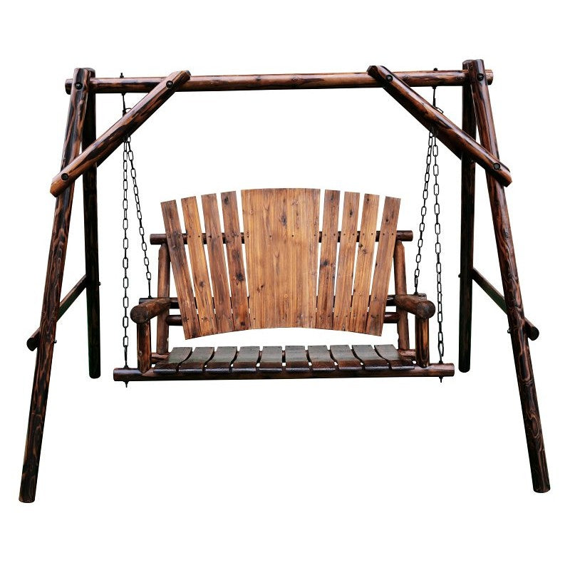 Leigh Country Char-Log Series TX 94080 Porch Swing, 86.6 in OAW, 48.43 in OAD, 67.9 in OAH