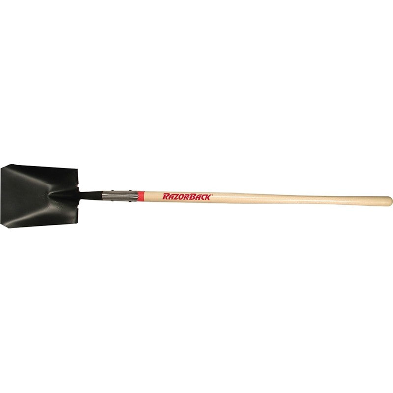 Razor-Back 44124 Handled Transfer Shovel with Tab Socket, 9-1/2 in W Blade, Steel Blade, Wood Handle, Straight Handle