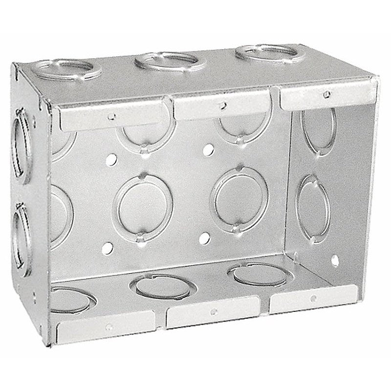 Southwire TB-325-UPC Masonry Box, 3-Gang, 16-Knockout, 1/2, 3/4 in Knockout, Steel, Silver, Galvanized