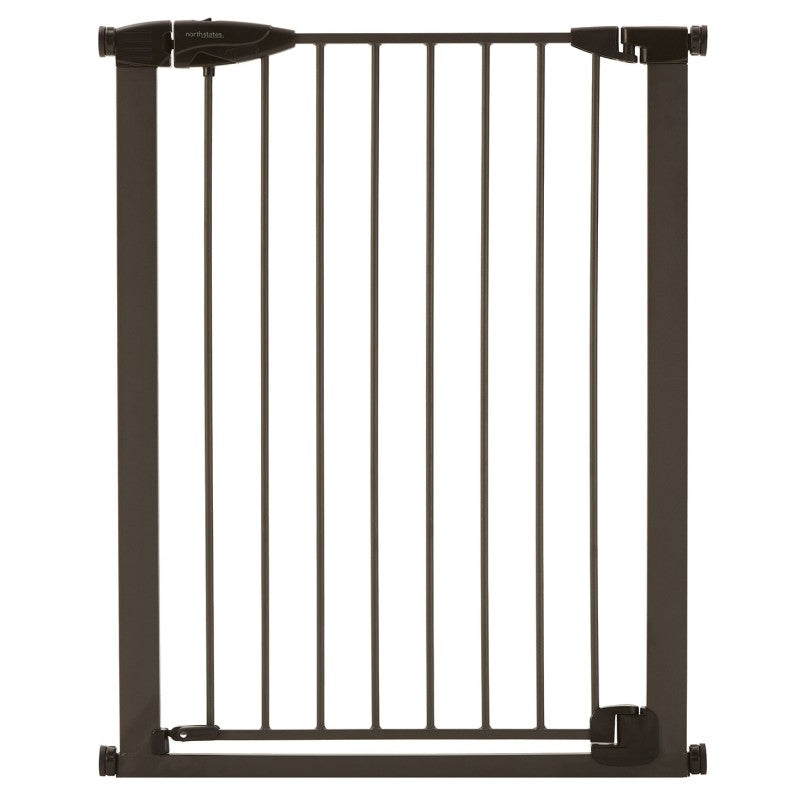 Toddleroo by North States 5323 Child Safety Gate, Metal, Gray, Matte Bronze, 36 in H Dimensions, Triple-Lock, Self Lock