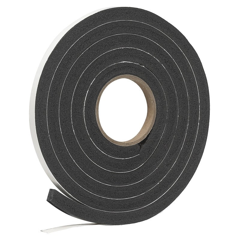 Frost King R930H Weatherseal Tape, 1/2 in W, 10 ft L, 9/16 in Thick, Rubber Foam, Black