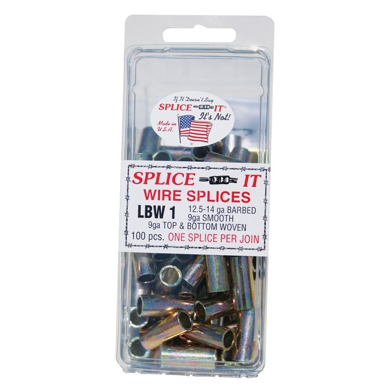 New Farm LBW1 Series Wire Splice, Stainless Steel, For: 12.5 to 14 ga Barbed Wire, 9 ga Top and Bottom Woven Fence
