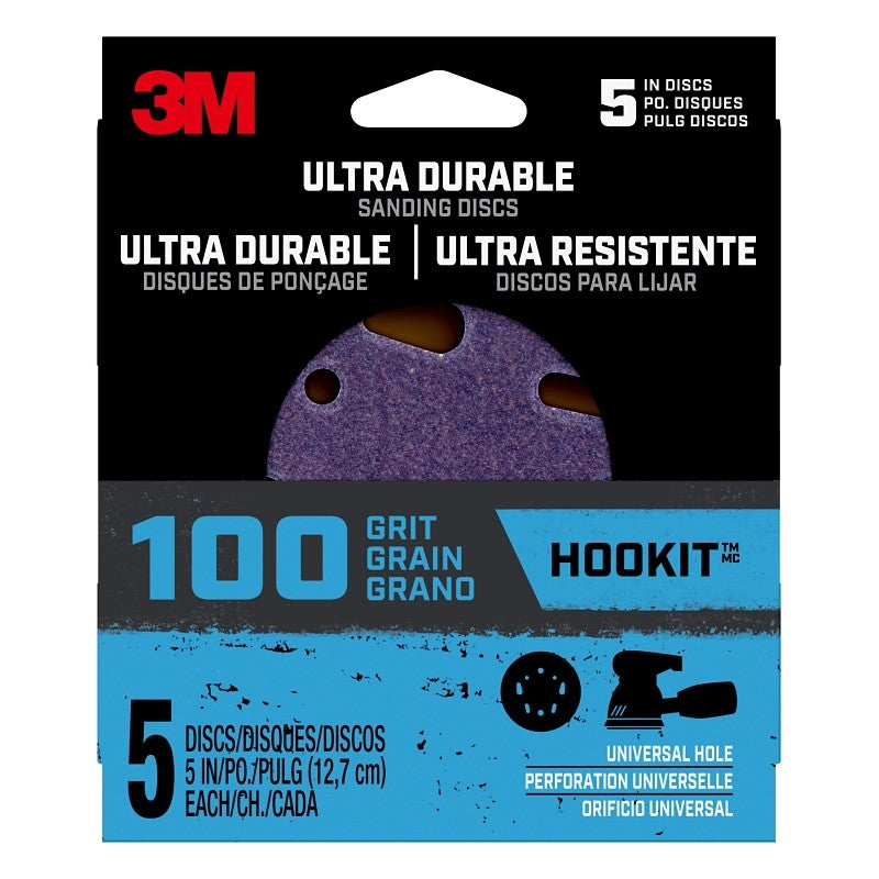 3M 27260 Power Sanding Disc, 100 Grit, 5 in Dia
