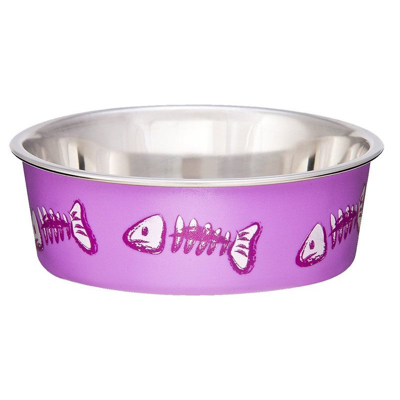 Loving Pets 7751 Cat Bowl, 0.5 pt Volume, Stainless Steel, Lilac