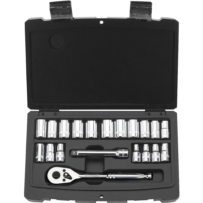 STANLEY 92-802 Socket Set, Steel, Chrome, Silver