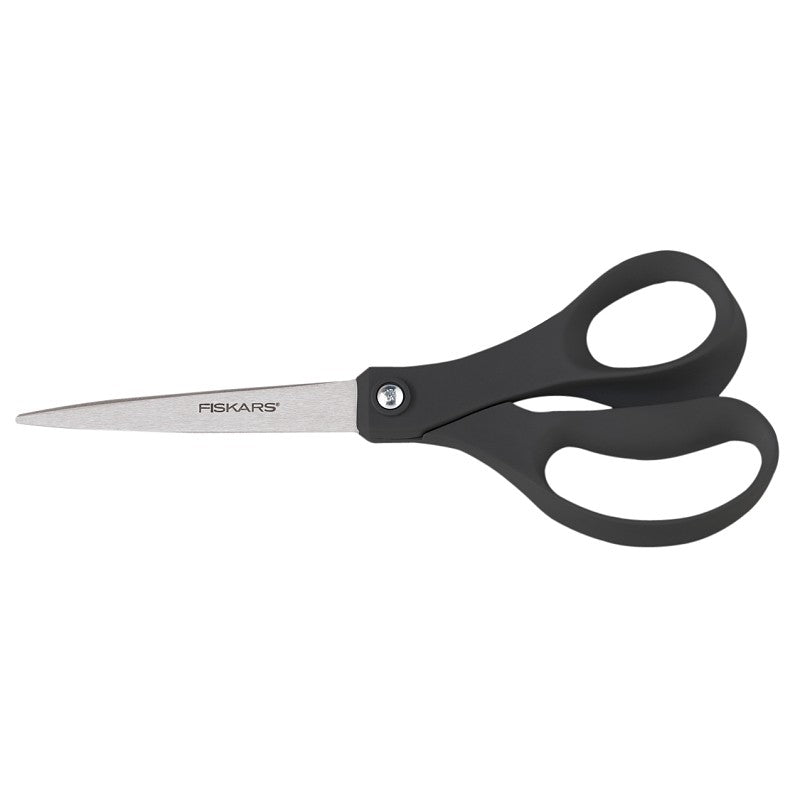 Fiskars 1067262 Scissors, 8 in OAL, 3-3/4 in L Cut, Stainless Steel Blade, Contoured Handle, Black/Gray Handle