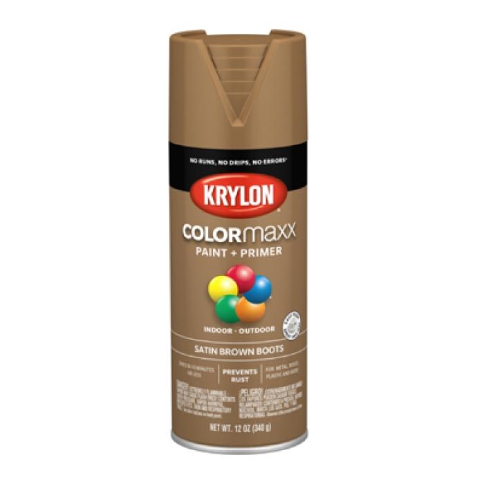 Krylon K05559007 Enamel Spray Paint, 12 oz Can, 25 sq-ft Coverage Area, Acrylic Base, Satin, Brown Boots