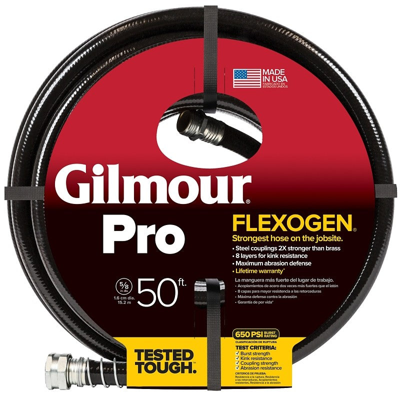 Gilmour 865801-1001 Garden Hose, 50 ft L, Black
