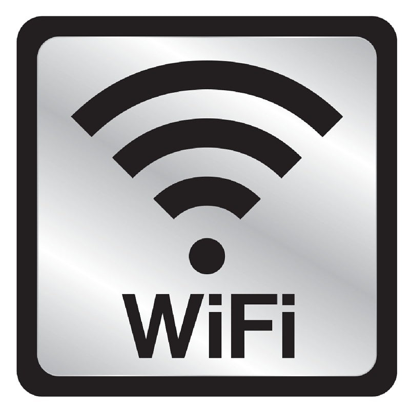 Hy-Ko 497 Sign with Frame, Wi-Fi, Silver Background, Plastic, 4 in H x 4 in W Dimensions (Pack of 5)