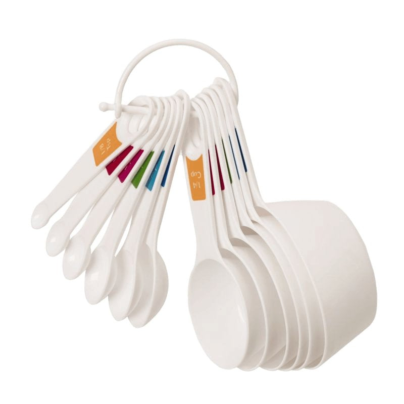 Farberware 5216060 Measuring Cup and Spoon Set, Plastic, White (Pack of 3)