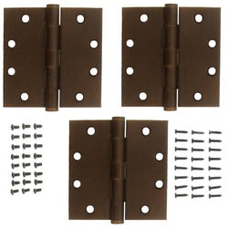 Commercial Door Hinges 4-1/2 Inch Square Corner Antique Bronze 3 Pack (POS)