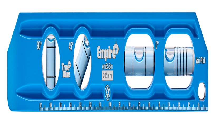 Empire True Blue Series EM85.8 Torpedo Level, 8 in L, 4-Vial, Aluminum
