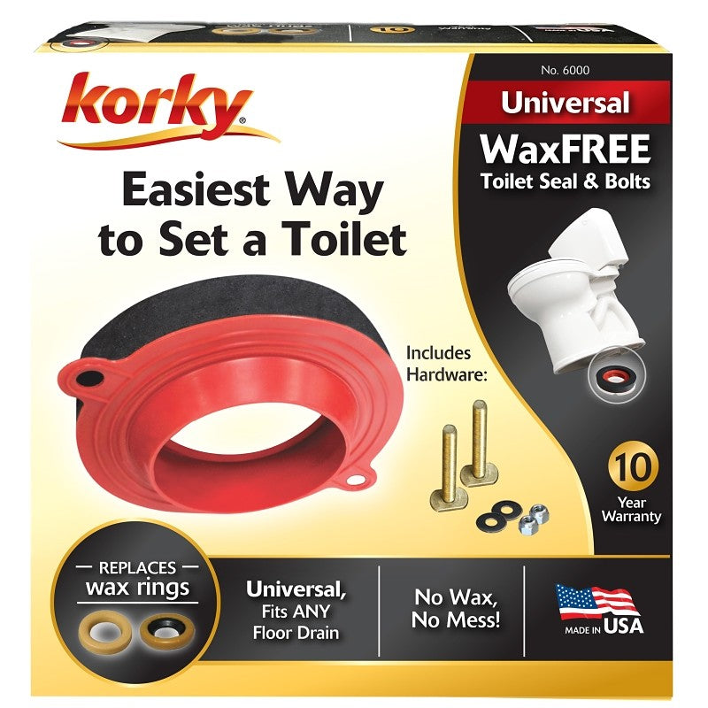 Korky 6000BP Toilet Seal Kit, Foam/Rubber, Red, For: 3 in and 4 in Drain Pipes