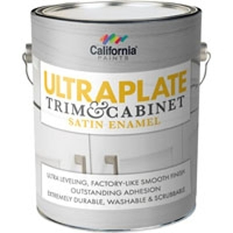 California Paints 52911-1-E Cabinet/Door and Trim Paint, Water Base, Satin Sheen, White, 1 gal, Can (Pack of 4)