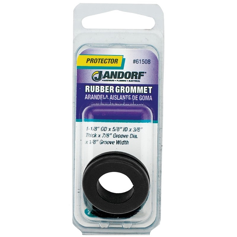 Jandorf 61508 Grommet, 5/8 in ID, 1-1/8 in OD, Rubber, Black, 3/8 in Thick Panel