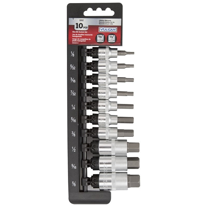 Vulcan TS1010S-P Socket Set, Chrome Vanadium Steel, Chrome