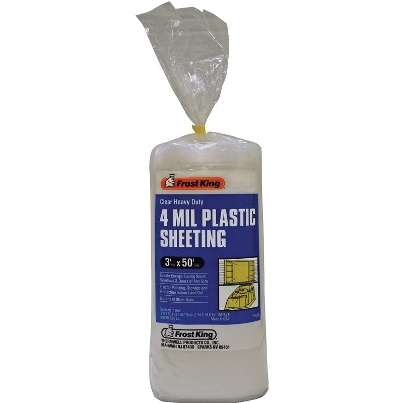 Frost King P350CW Polyethylene Sheeting, 50 ft L, 3 ft W, Clear