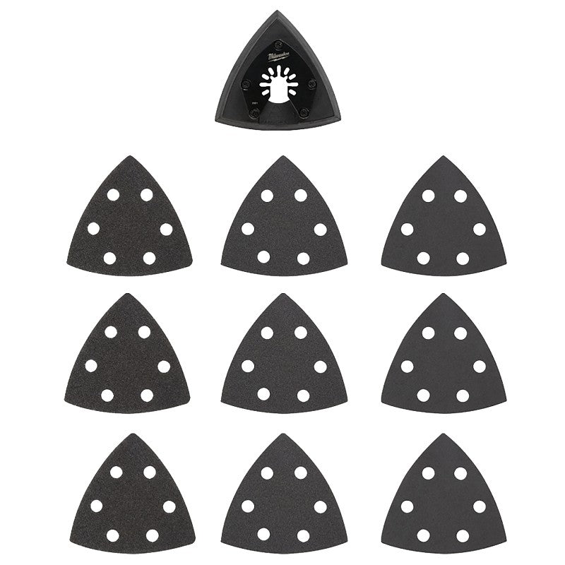 Milwaukee 49-25-2009 Triangle Sanding Pad and Paper Variety Pack, 60, 120, 240 Grit, Silicon Carbide Abrasive