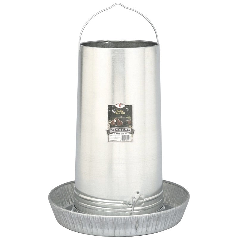 Little Giant 914273 Poultry Feeder, 40 lb Capacity, Rolled Edge, Galvanized Steel (Pack of 6)