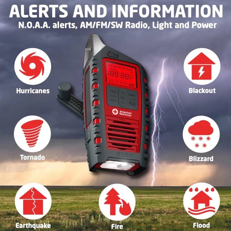 American Red Cross Odyssey ARCODYSSEY All-Band Emergency Hand Crank Radio, Battery, AAA Battery