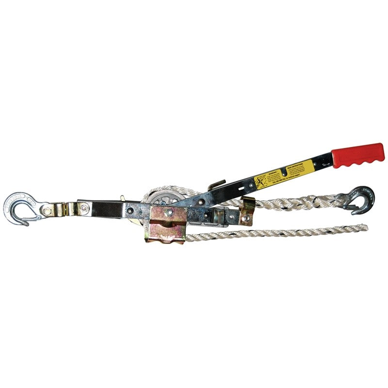 Maasdam A-20 Rope Puller, 20 ft Lift, 0.75 ton Lifting, 1500 lb Pull Force, 8 in Mini Between Hooks, 20 ft L Rope/Cable