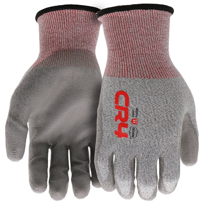 Boss Tactile Series B33111-L Work Gloves, Unisex, L, Elastic Knit Wrist Cuff, Polyurethane Coating, HPPE, Gray