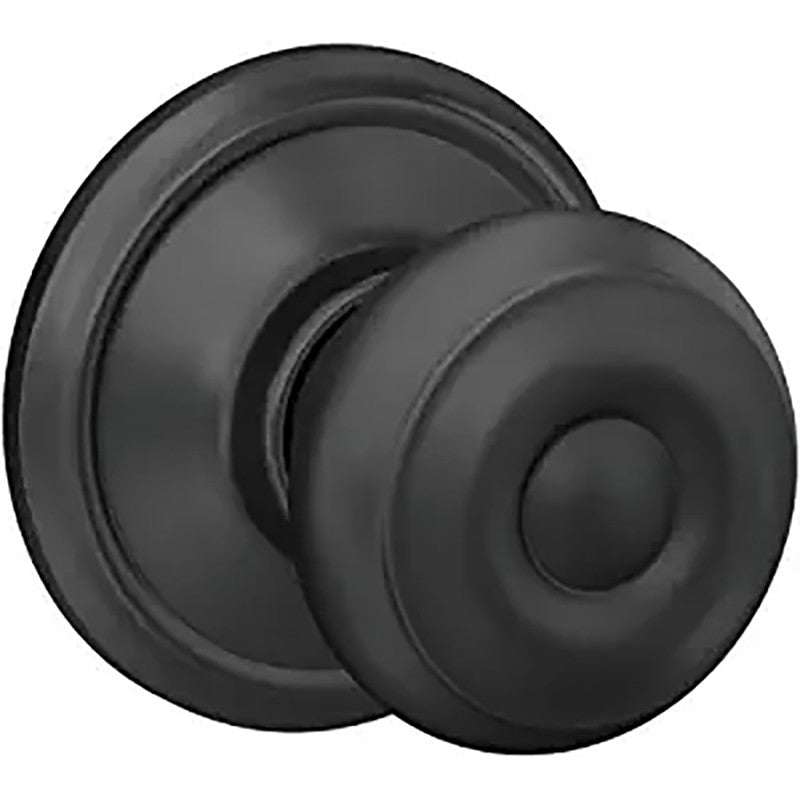 Schlage F Series F10 G GEO 622 Passage Knob, Metal, Matte Black, 2-3/8, 2-3/4 in Backset, 1-3/8 to 1-3/4 in Thick Door