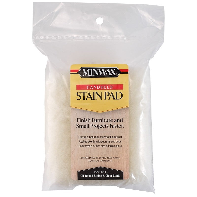 Minwax 423546000 Handheld Floor Stain Pad, 5-1/2 in L Pad, 3 in W Pad, Lambskin Pad