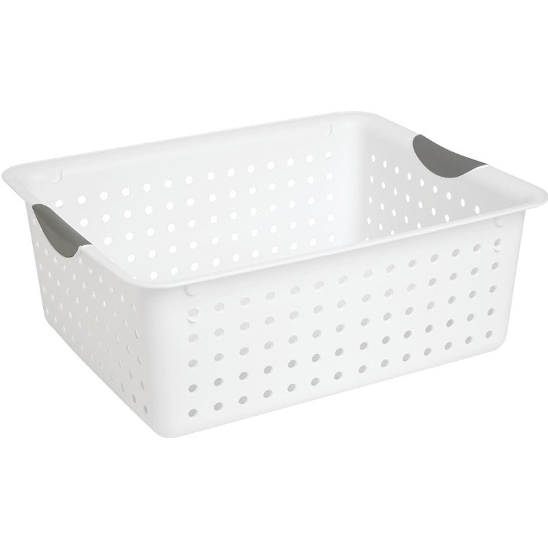 Sterilite Ultra 16268006 Storage Basket, 1.5 cu-ft Capacity, Plastic, White (Pack of 6)