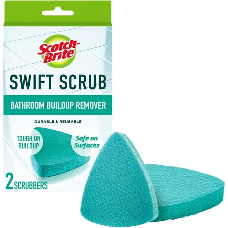 Scotch-Brite 835T Bathroom Buildup Remover, Foam Abrasive, 4.4 in L, 3.8 in W, Green