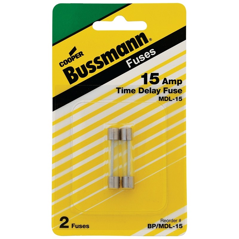 Bussmann BP/MDL-15 Time Delay Fuse, 15 A, 32 V, Glass Body